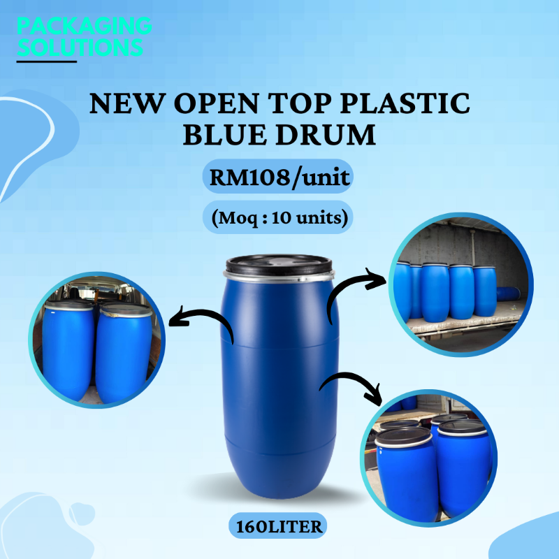 NEW OPEN TOP PLASTIC BLUE DRUM 160L Selangor Malaysia CTE Express