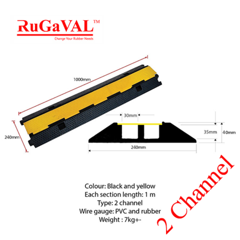 2 Channels Cable Protector Speed Hump | Cable Cover Road Hump Malaysia | 2 Channel | 2 Column | Cable Cover Rubber Road Hump Butterworth