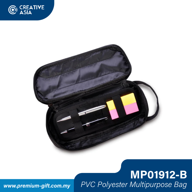 Black PVC Polyester Multipurpose Bag 28cm(W) x 10cm(H) MP01912BK-B