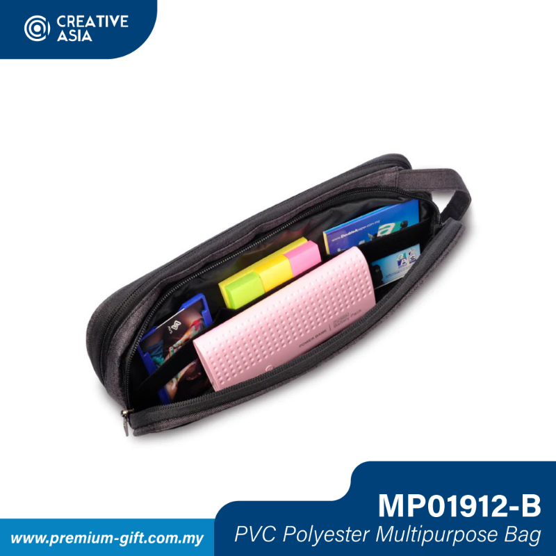 Black PVC Polyester Multipurpose Bag 28cm(W) x 10cm(H) MP01912BK-B