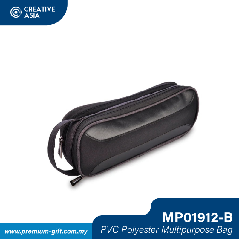 Black PVC Polyester Multipurpose Bag 28cm(W) x 10cm(H) MP01912BK-B