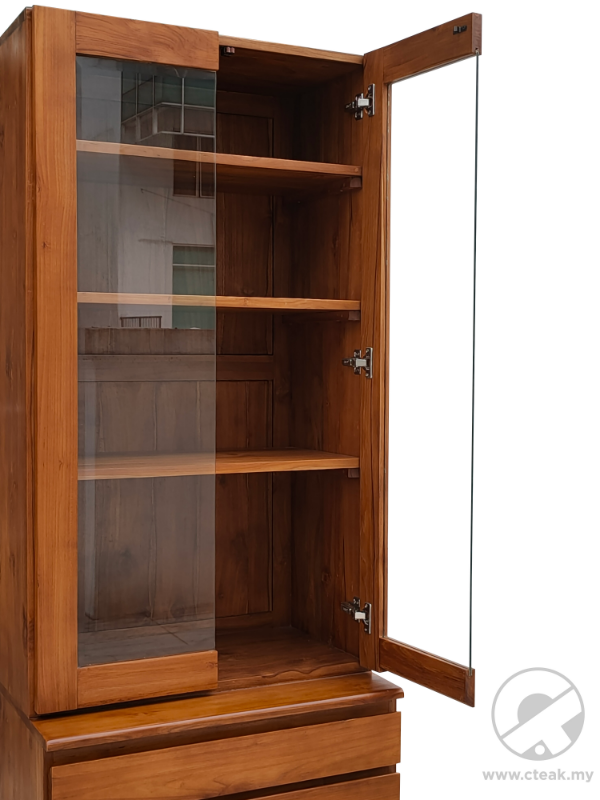 CT Teak Furniture Jati / Teak Wood 4 Drawers Display Cabinet