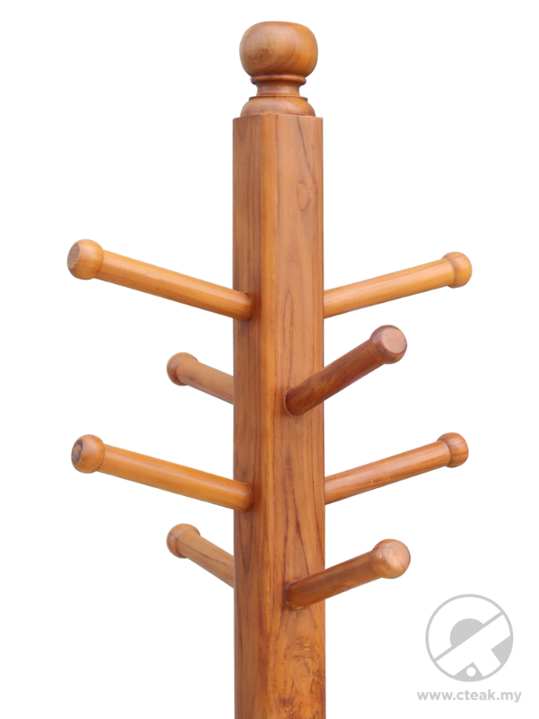 CT Teak Furniture Jati / Teak Wood Clothes Stand 8 Hangers