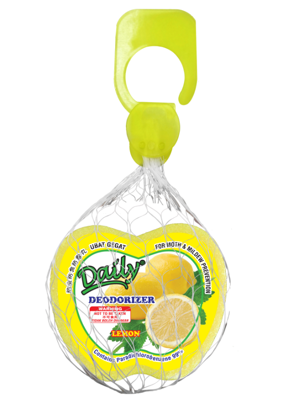 Daily Moth Repellent 90gm - Lemon (Toilet Cupboard Wardrobe Urine Smells Mothballs)