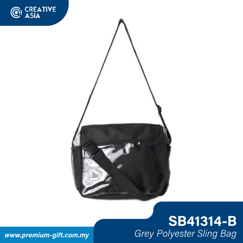 Grey Polyester Sling Bag 30cm(W) x 25cm(H) SB41314GRY-B