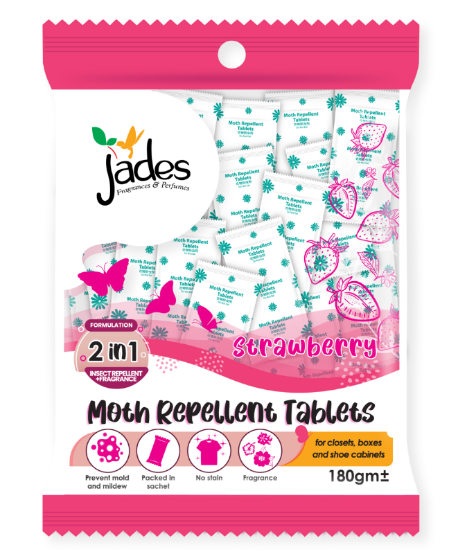 Jades Moth Repellent Tablets 180gram - Strawberry (Mothballs / Ubat Gegat)