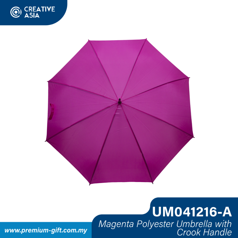 Magenta Polyester 24 Inch Umbrella with Crook Handle UM0401216-A