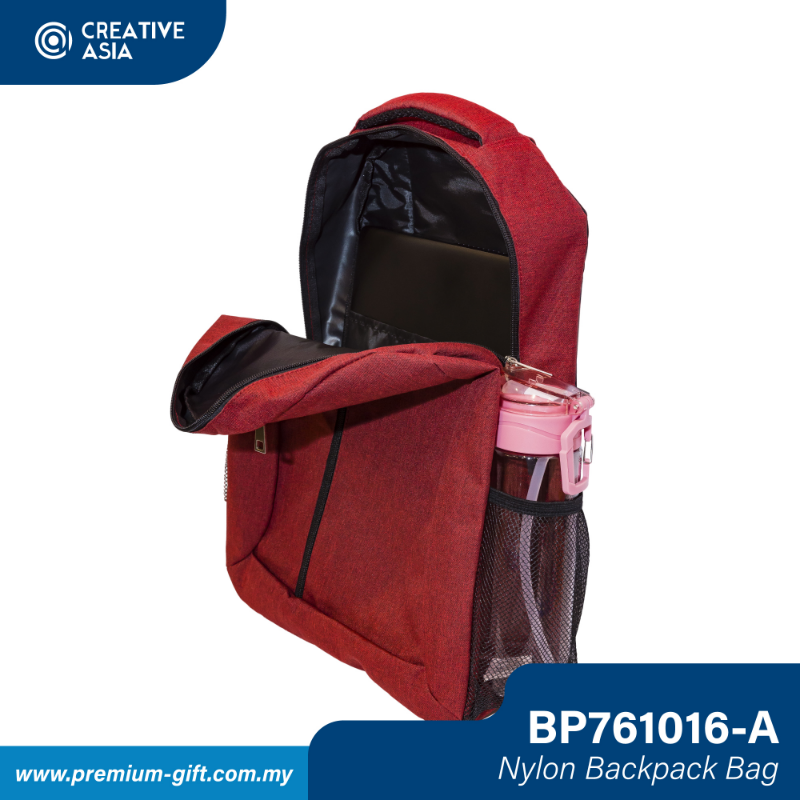 Maroon Nylon Basic Backpack Bag BP761016-A