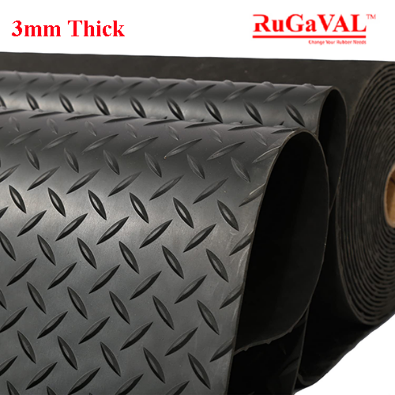 Non-Skid Willow Mat | Willow Anti Slip Rubber Sheet | Rubber Garage Flooring Matting | Gym Floor Mat | Diamond Plate Rubber Flooring
