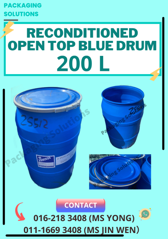 Reconditioned Open Top Plastic Blue Drum 200l Selangor Malaysia Cte Express Jumbo Bag 1852