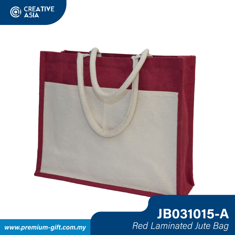 Red Laminated Jute Bag 43cm(W) x 35cm(H) JB031015-A