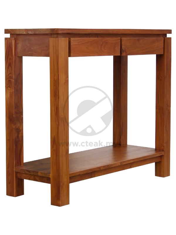 Solid Teak Wood 2 Drawers Console Table