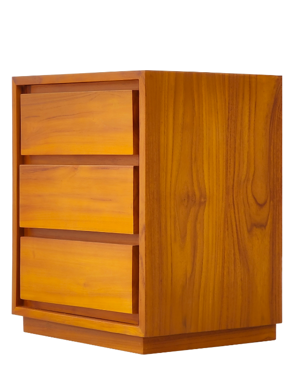 Solid Teak Wood 3 Drawers Bedside Table (423)