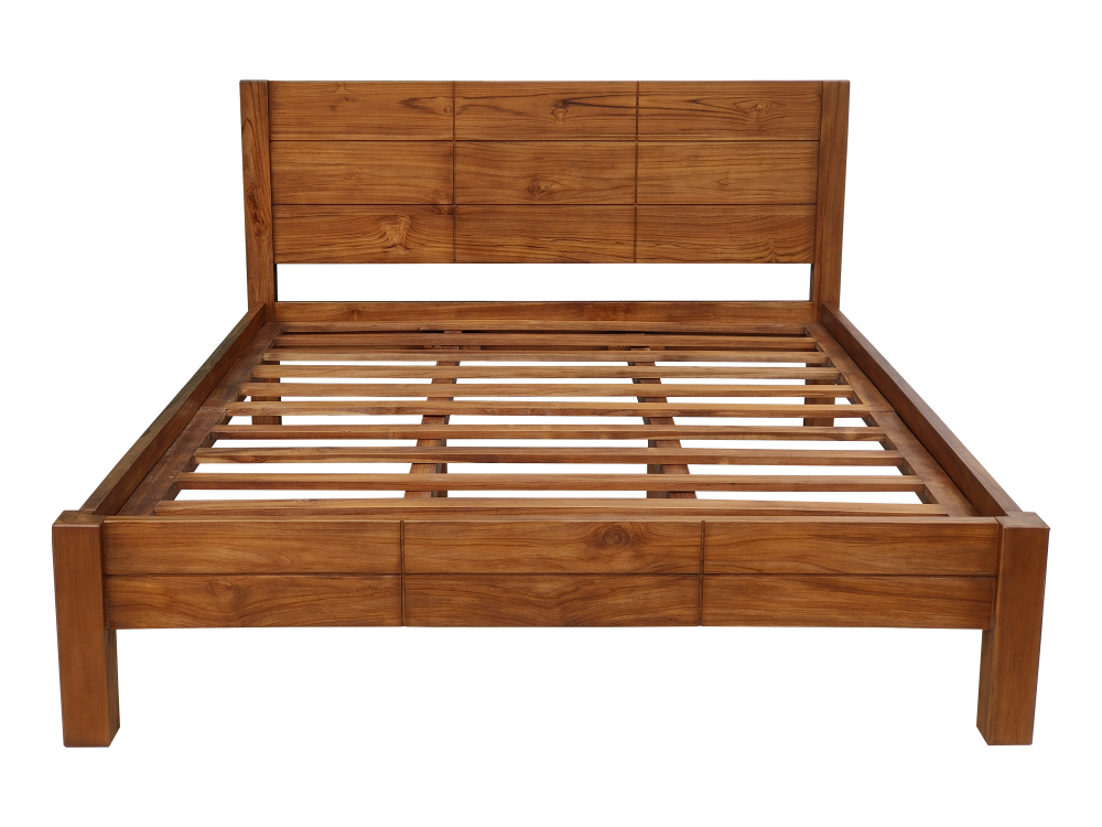 Solid Teak Wood Bedframe Model 349 (Brown)