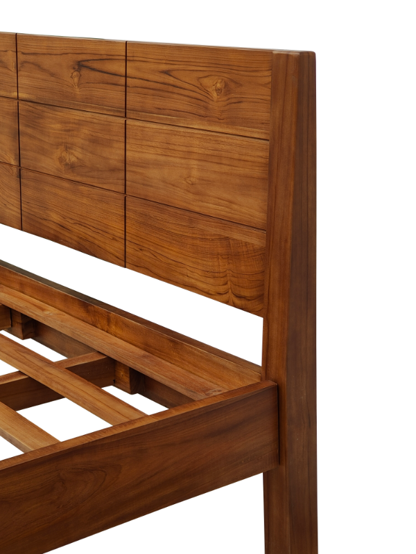 Solid Teak Wood Bedframe Model 349 (Brown)