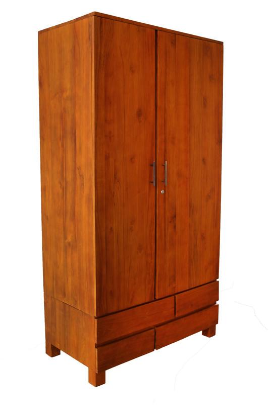Solid Teak Wood Furniture 2 Doors + 4 Drawers Joint Cupboard