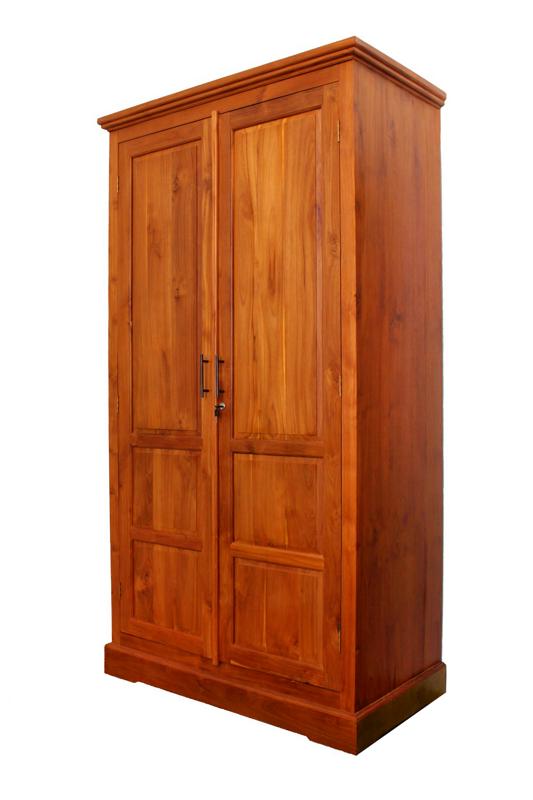 Solid Teak Wood Furniture 2 Doors Cupboard W/Drawers inside