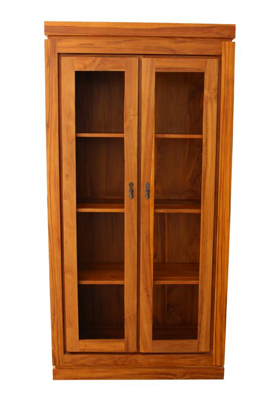 Solid Teak Wood Furniture 2 Doors Display Cabinet (Without Glass)