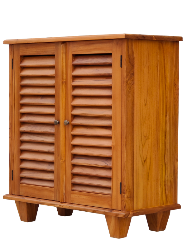 Solid Teak Wood Furniture 2 Doors Shoe Rack