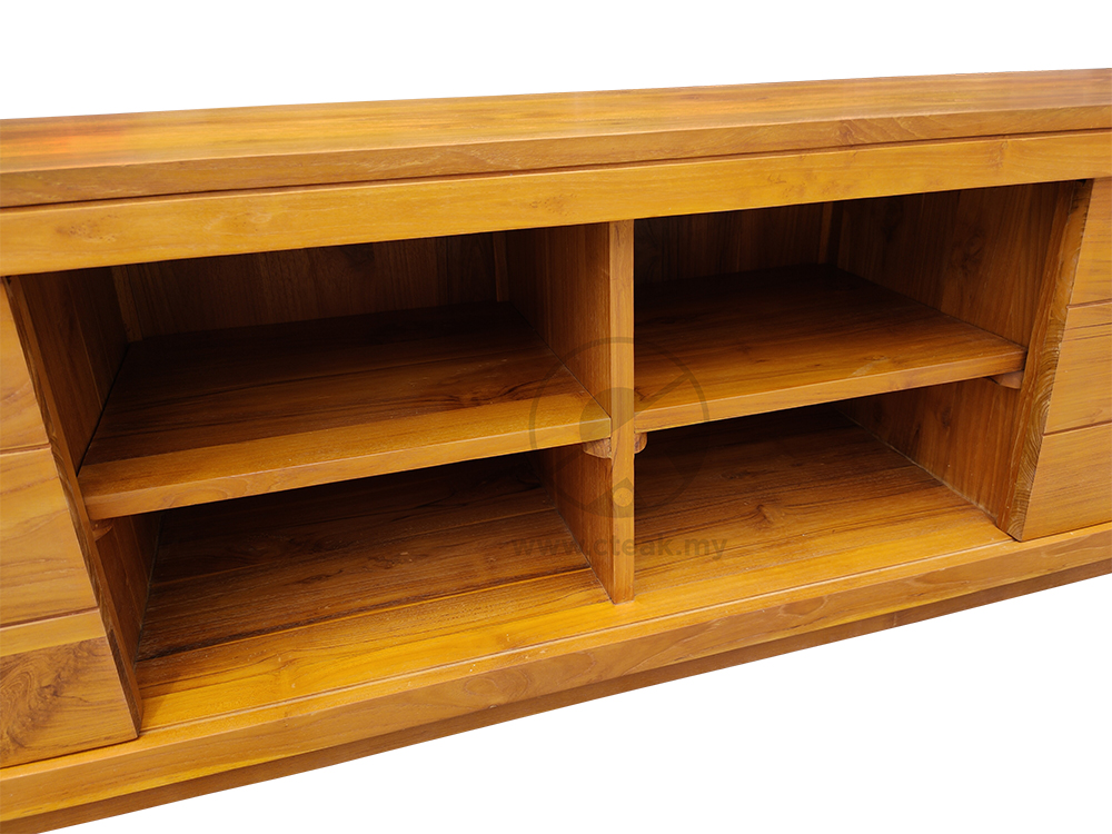 Solid Teak Wood Furniture 2 Doors Sleeding TV Cabinet