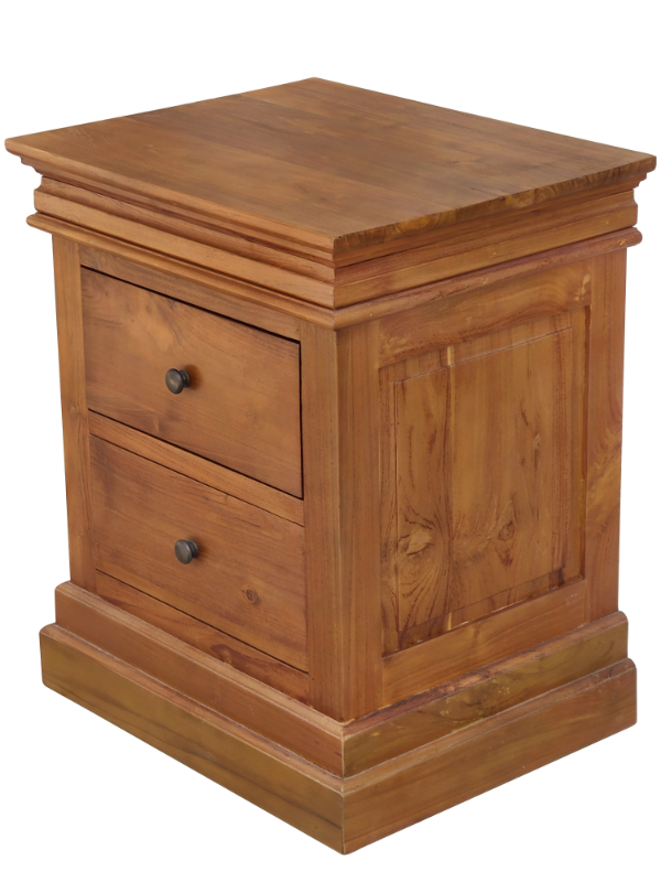 Solid Teak Wood Furniture 2 Drawers Bedside Table