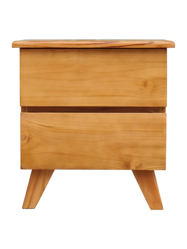 Solid Teak Wood Furniture 2 Drawers Bedside Table (Model 453)