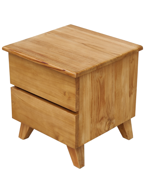 Solid Teak Wood Furniture 2 Drawers Bedside Table (Model 453)