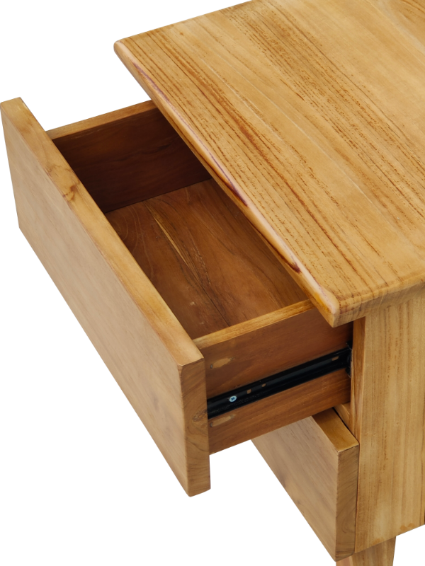 Solid Teak Wood Furniture 2 Drawers Bedside Table (Model 453)