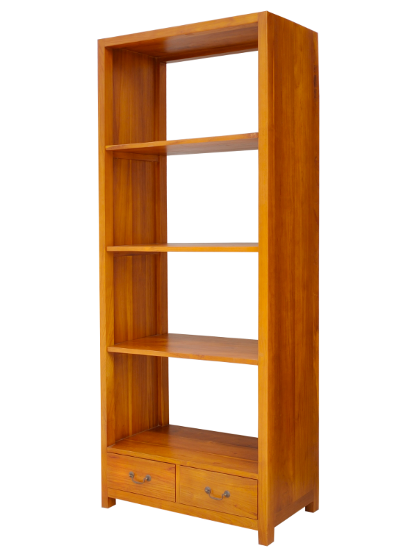 Solid Teak Wood Furniture 2 Drawers Bookcase