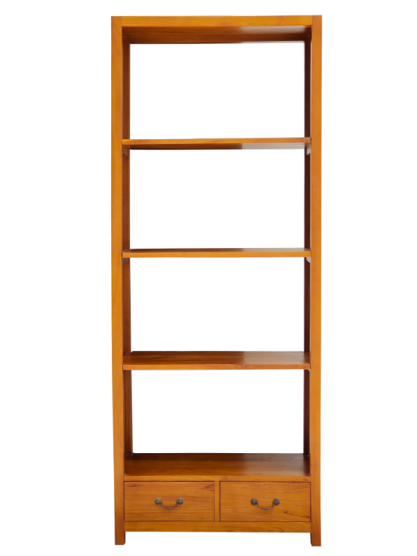 Solid Teak Wood Furniture 2 Drawers Bookcase