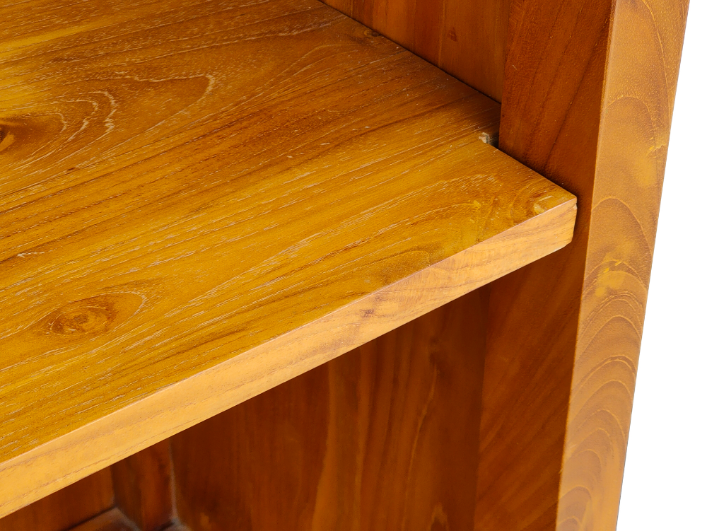 Solid Teak Wood Furniture 2 Drawers Bookcase W/Woodback