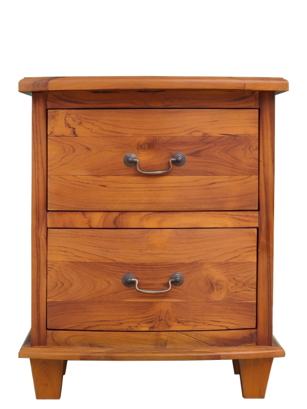 Solid Teak Wood Furniture 2 Drawers Halfmoon Bedside Table