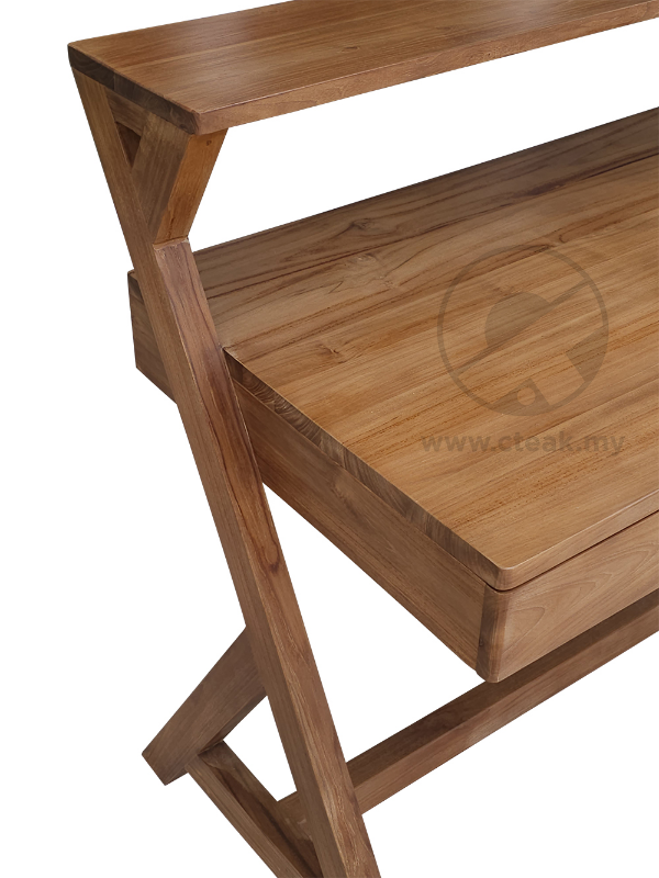 Solid Teak Wood Furniture 2 Drawers Writing Table (Model 120)