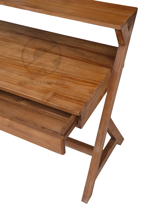 Solid Teak Wood Furniture 2 Drawers Writing Table (Model 120)