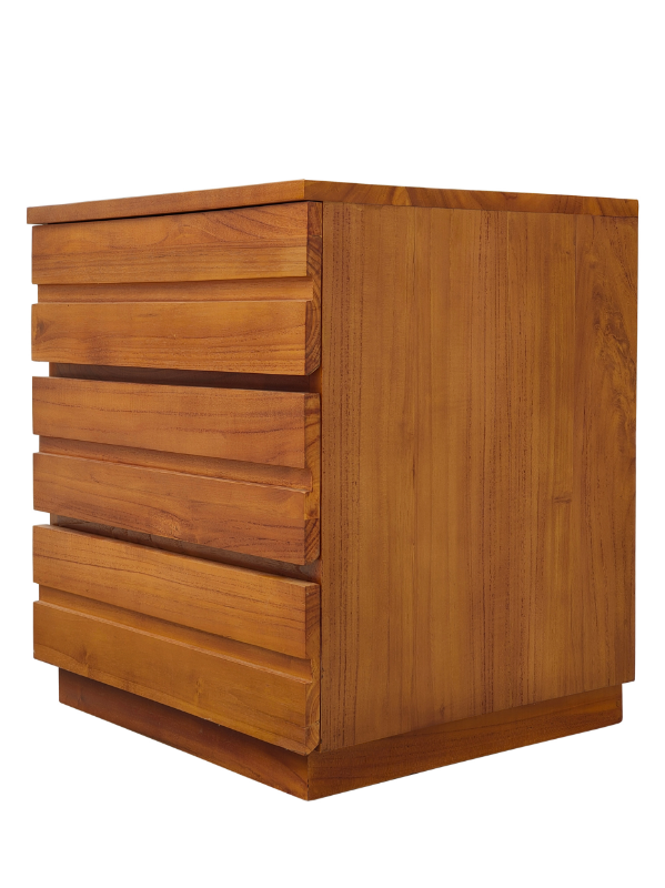 Solid Teak Wood Furniture 3 Drawers Bedside Table