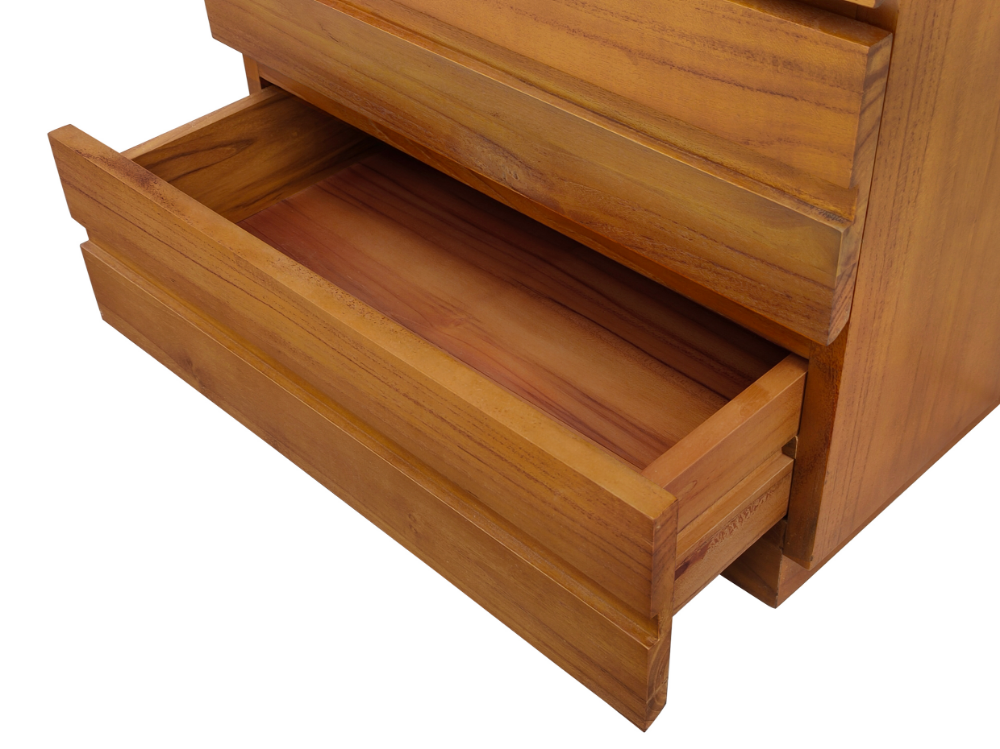Solid Teak Wood Furniture 3 Drawers Bedside Table