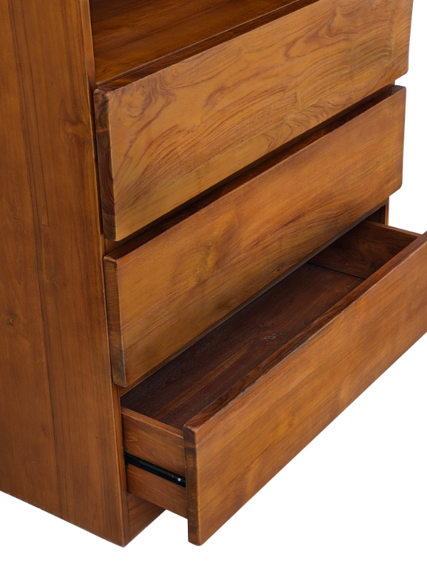 Solid Teak Wood Furniture 3 Drawers Bookcase