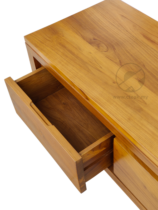 Solid Teak Wood Furniture 3 Drawers TV Cabinet