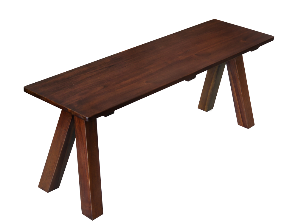 Solid Teak Wood Furniture 3 Seater Cross Dark Walnut Bench