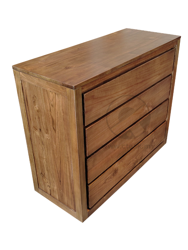 Solid Teak Wood Furniture 4 Drawers Chest (Model 166)