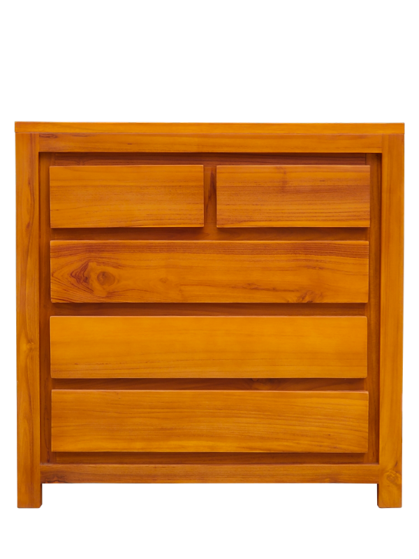 Solid Teak Wood Furniture 5 Drawers Chest