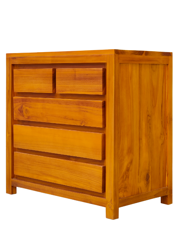 Solid Teak Wood Furniture 5 Drawers Chest