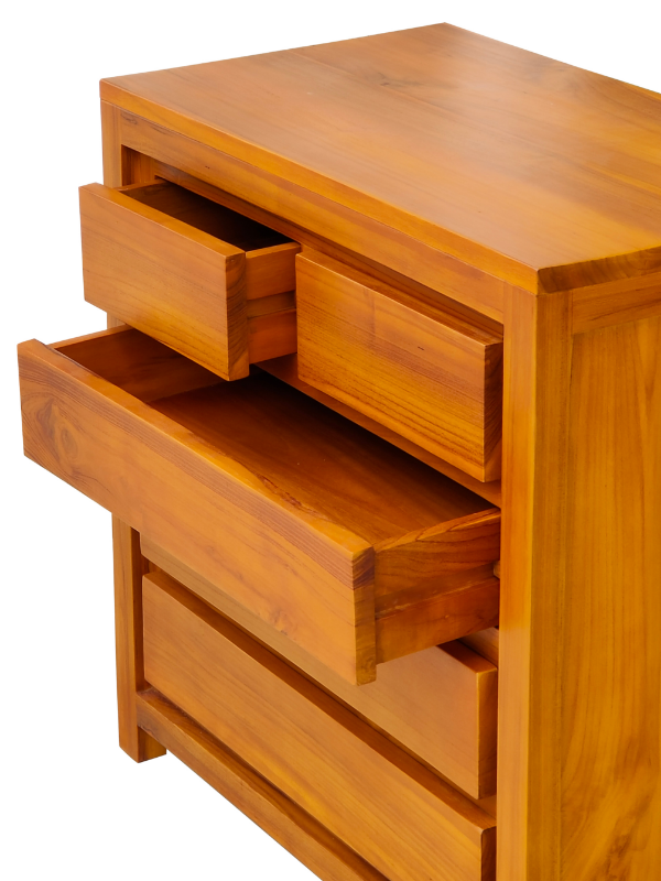 Solid Teak Wood Furniture 5 Drawers Chest