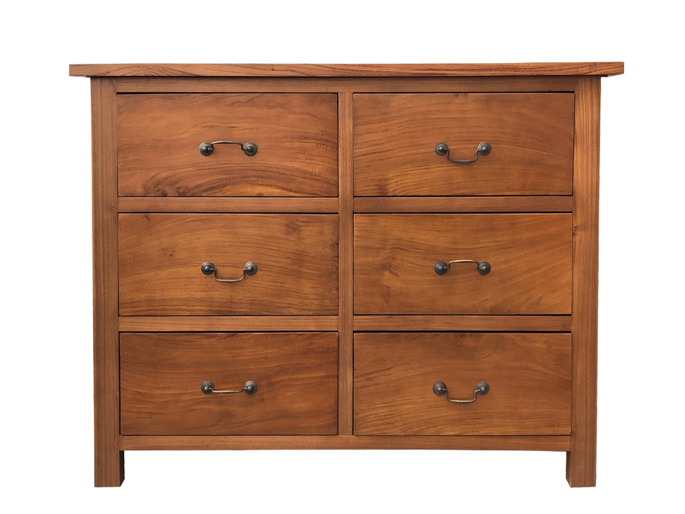 Solid Teak Wood Furniture 6 Drawers Chest