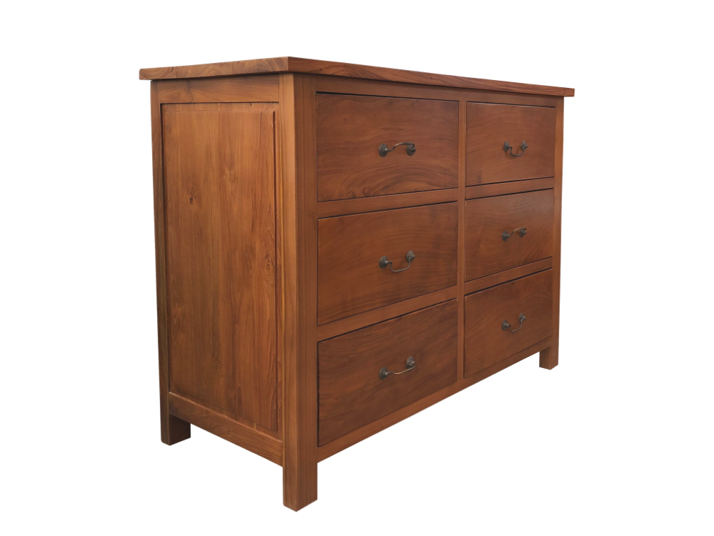 Solid Teak Wood Furniture 6 Drawers Chest