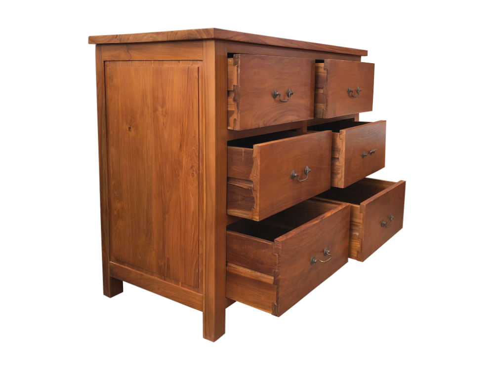 Solid Teak Wood Furniture 6 Drawers Chest