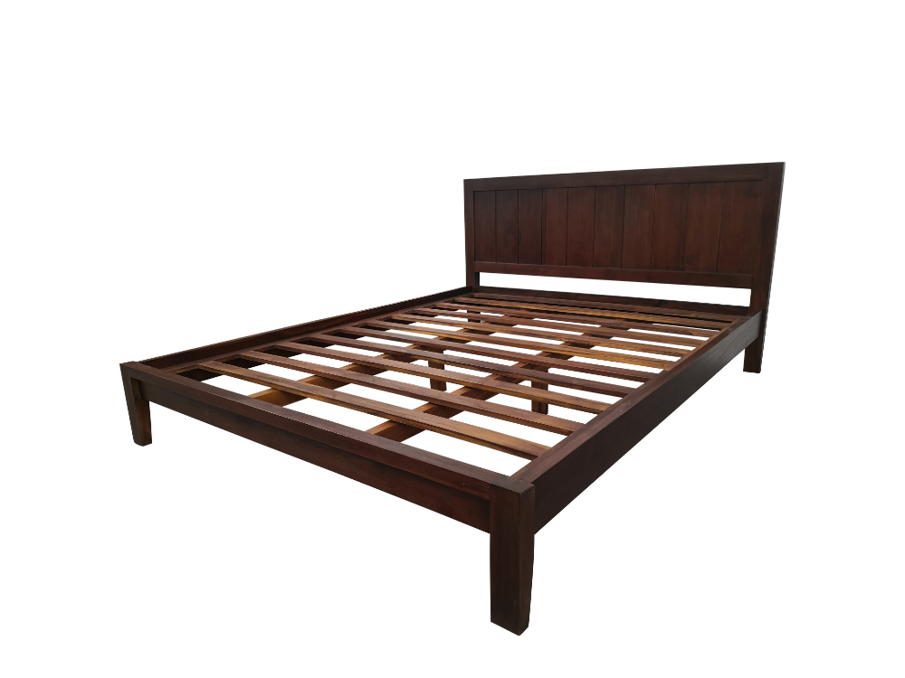 Solid Teak Wood Furniture Bedframe (D4) (Dark Walnut Color)