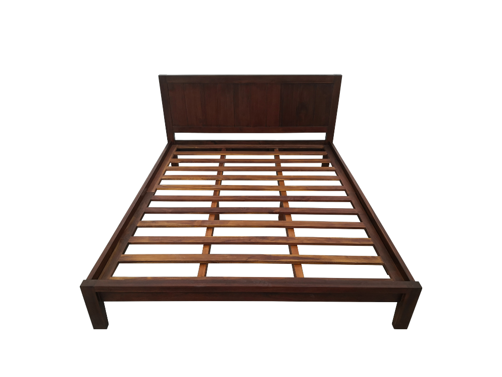Solid Teak Wood Furniture Bedframe (D4) (Dark Walnut Color)