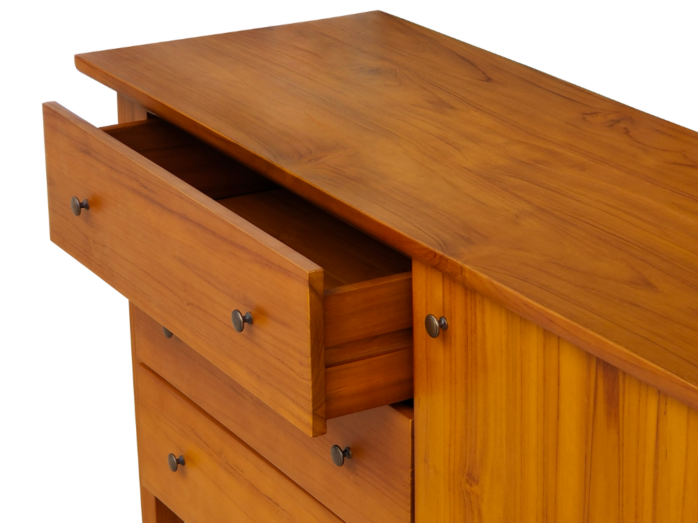 Solid Teak Wood Furniture Chest of 3 Drawers + 1 Door