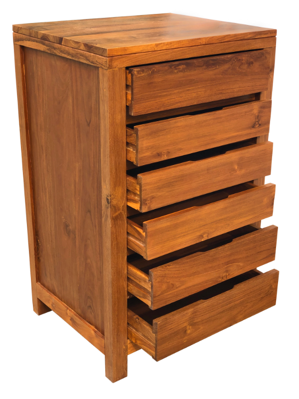 Solid Teak Wood Furniture Chest of 6 Drawers